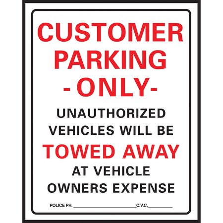 HY-KO Customer Parking Only Sign 10" x 14" A02085